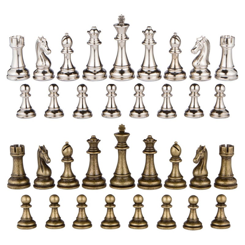 Best Chess Set قطع شطرنج معدنية فضية ونحاسية من كوكب المشتري مع ملك بطول 4 بوصات وملكات إضافية، قطع فقط، بدون لوح - Image 2